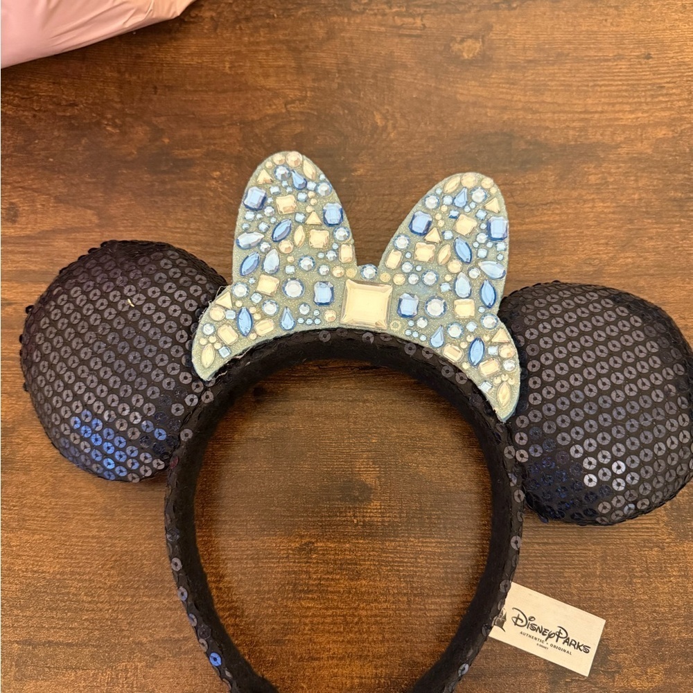 Disney Black and Blue Sequin Minnie Mouse Ears Headband